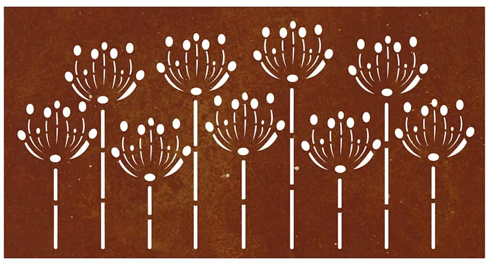 Nuotraukų rėmelis Sodo sienos dekoracija, 105x55cm, corten plienas, gėlių dizaino