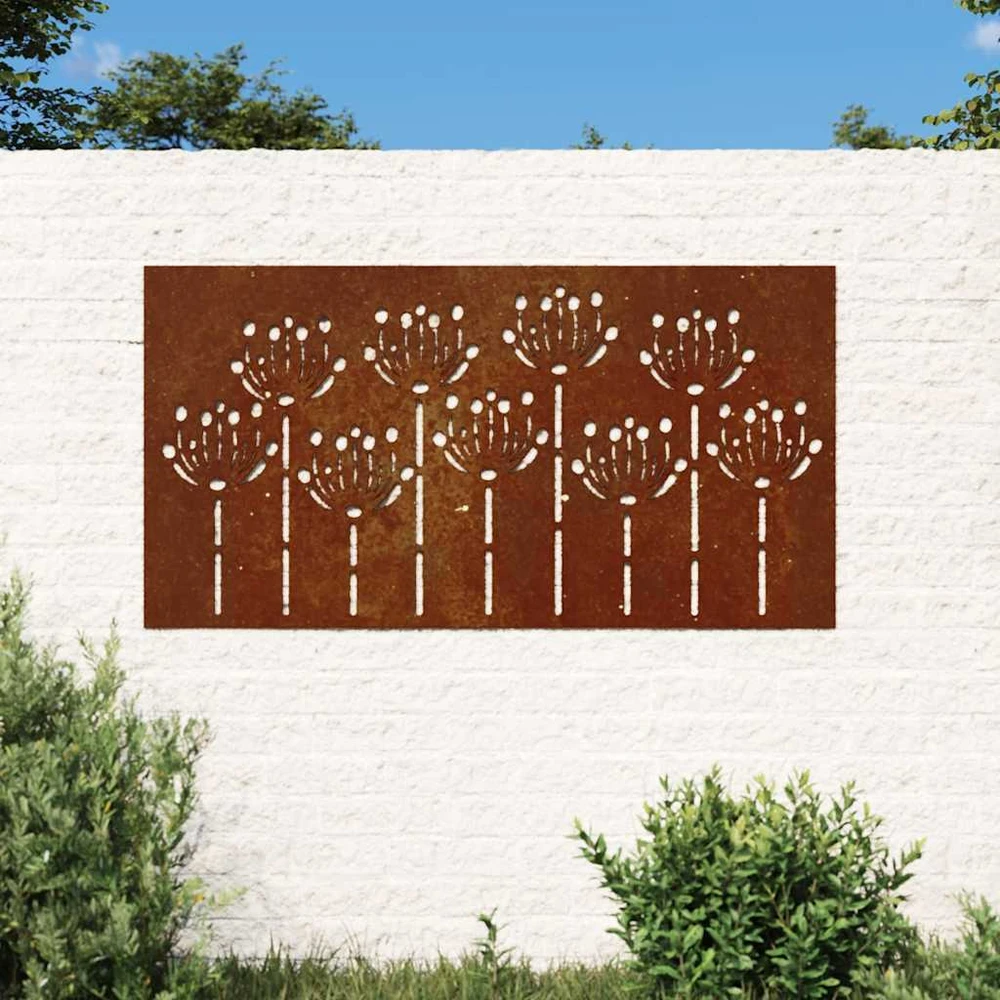 Nuotraukų rėmelis Sodo sienos dekoracija, 105x55cm, corten plienas, gėlių dizaino