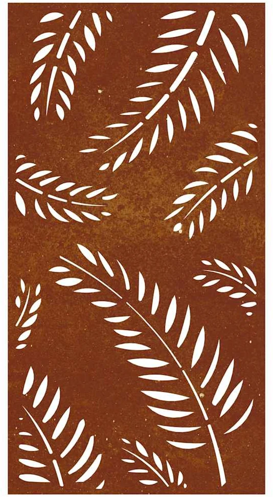 Nuotraukų rėmelis Sodo sienos dekoracija, 105x55cm, corten plienas, lapų dizaino