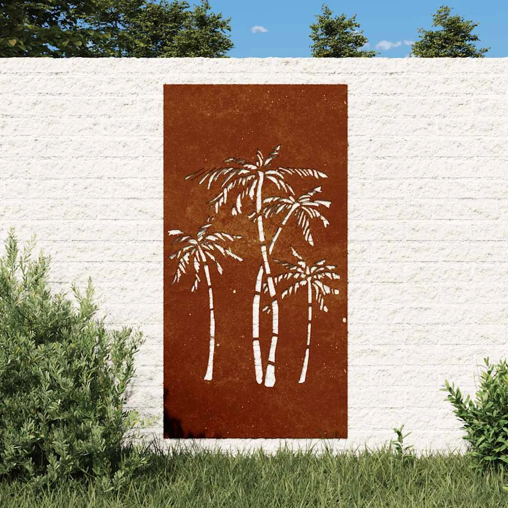 Nuotraukų rėmelis Sodo sienos dekoracija, 105x55cm, corten plienas, palmės