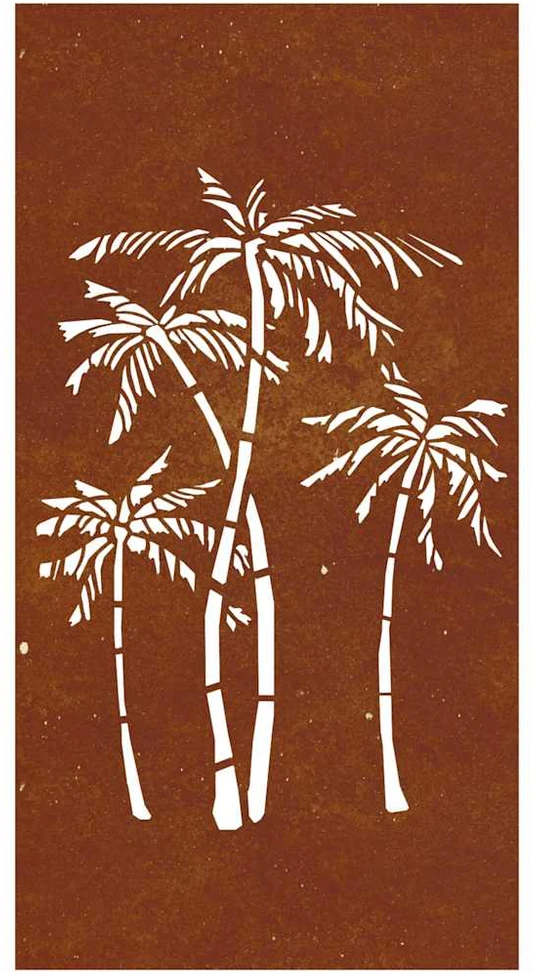Nuotraukų rėmelis Sodo sienos dekoracija, 105x55cm, corten plienas, palmės