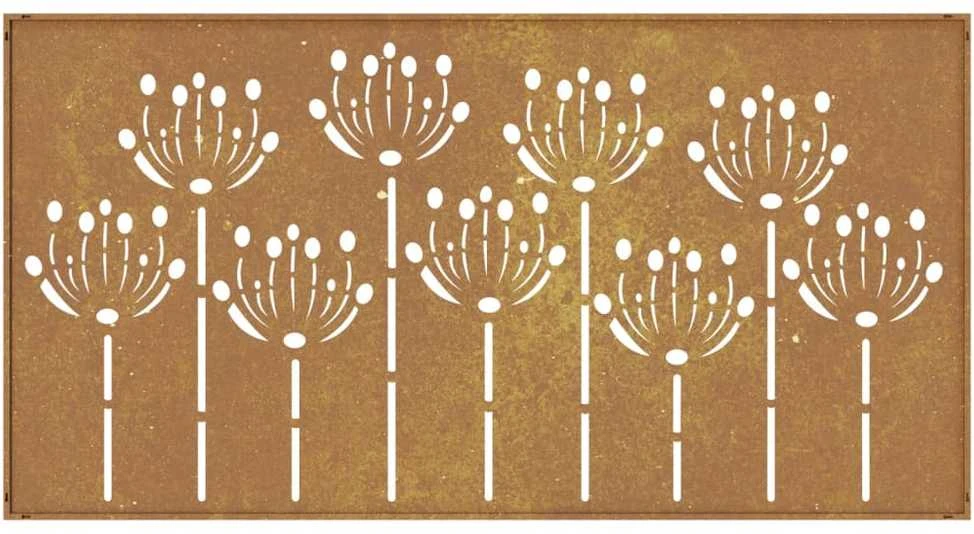 Nuotraukų rėmelis Sodo sienos dekoracija, 105x55cm, corten plienas, gėlių dizaino