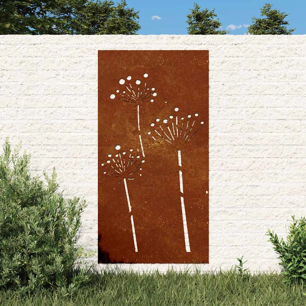 Nuotraukų rėmelis Sodo sienos dekoracija, 105x55cm, corten plienas, gėlių dizaino