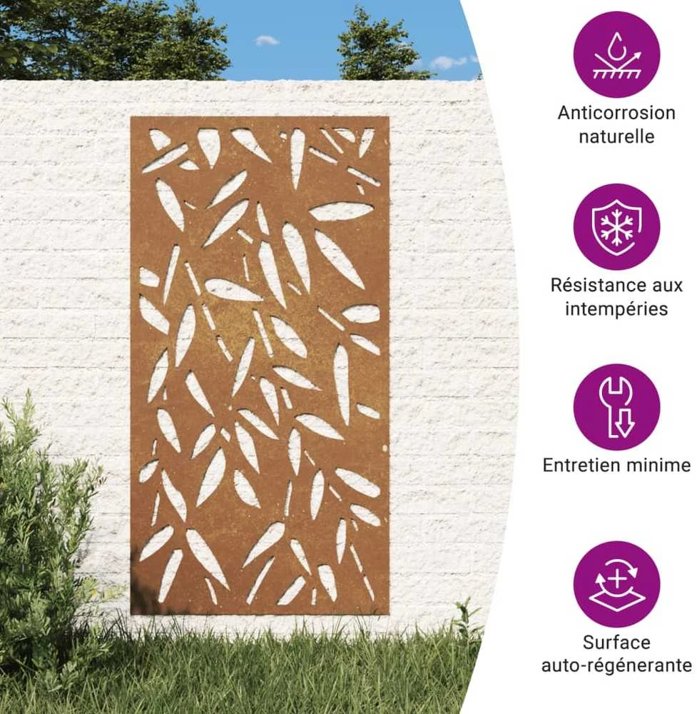 Nuotraukų rėmelis Sodo sienos dekoracija, 105x55cm, corten plienas, bambukas