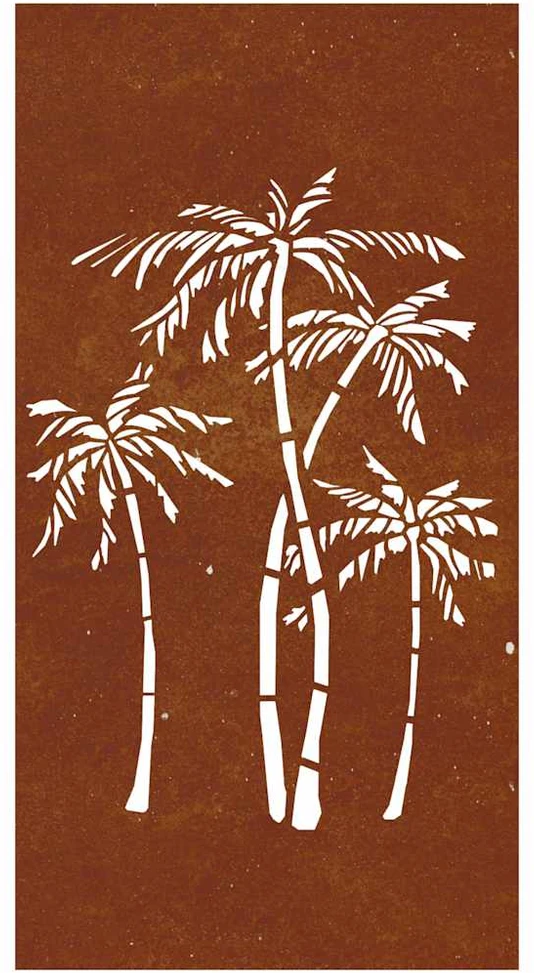 Nuotraukų rėmelis Sodo sienos dekoracija, 105x55cm, corten plienas, palmės