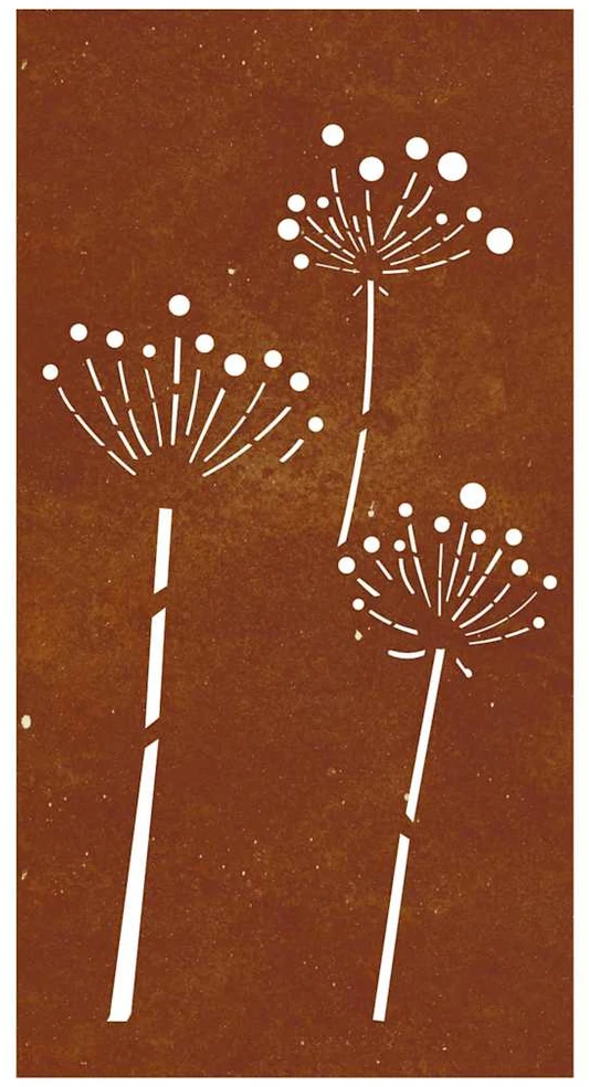 Nuotraukų rėmelis Sodo sienos dekoracija, 105x55cm, corten plienas, gėlių dizaino