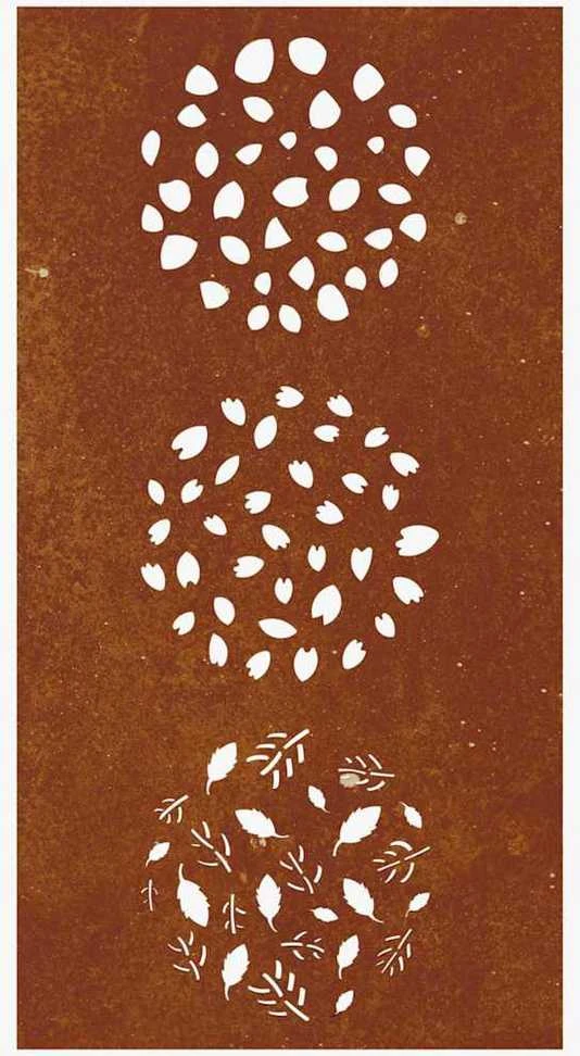 Nuotraukų rėmelis Sodo sienos dekoracija, 105x55cm, corten plienas, lapų dizaino