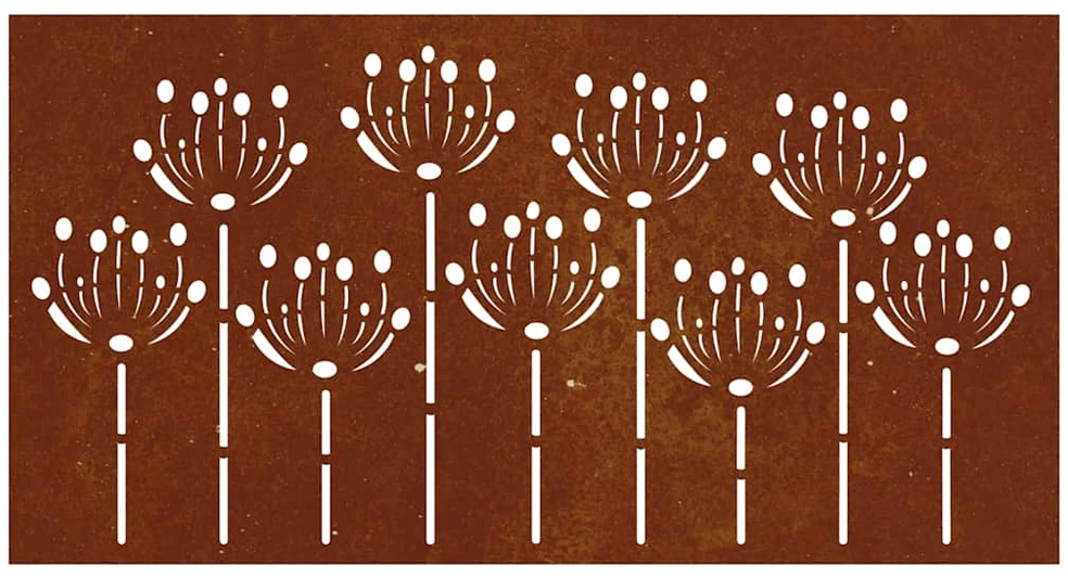 Nuotraukų rėmelis Sodo sienos dekoracija, 105x55cm, corten plienas, gėlių dizaino
