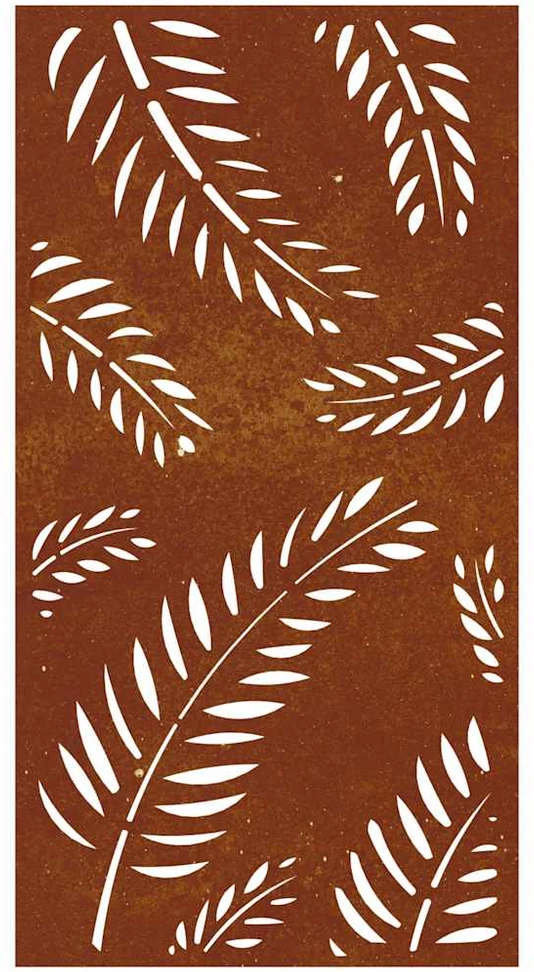 Nuotraukų rėmelis Sodo sienos dekoracija, 105x55cm, corten plienas, lapų dizaino
