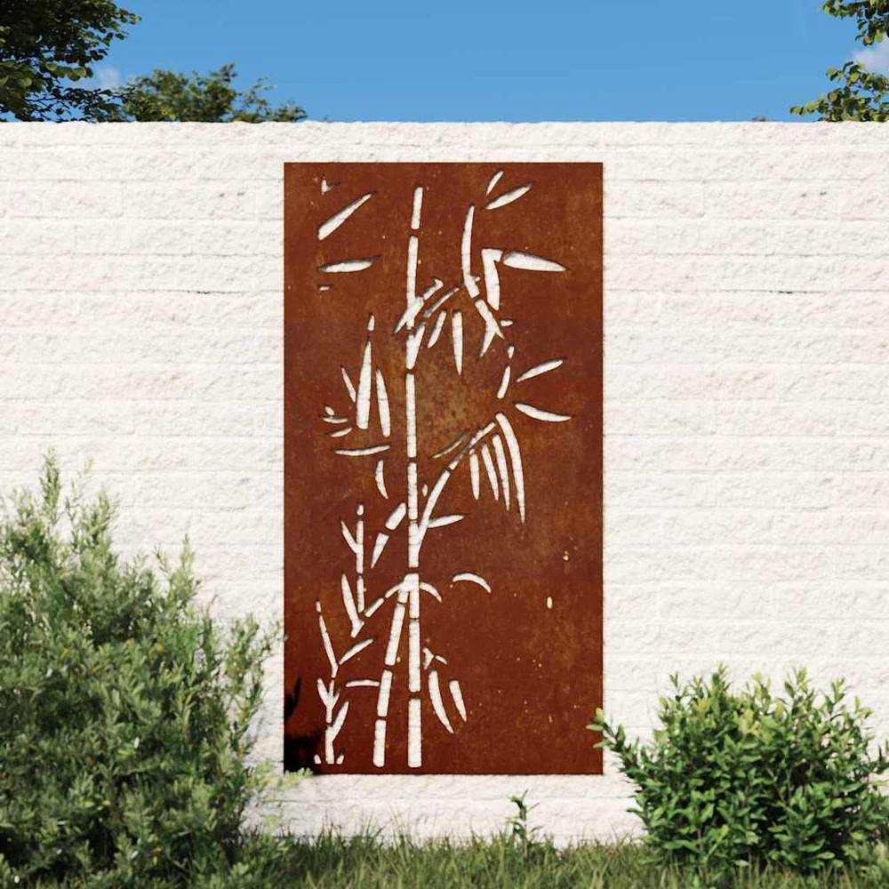 Nuotraukų rėmelis Sodo sienos dekoracija, 105x55cm, corten plienas, bambukas