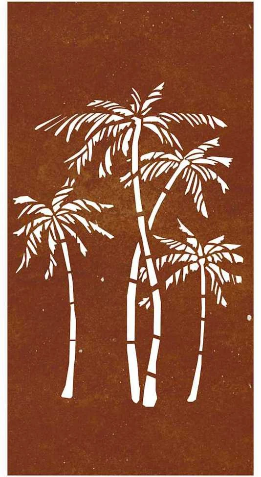 Nuotraukų rėmelis Sodo sienos dekoracija, 105x55cm, corten plienas, palmės