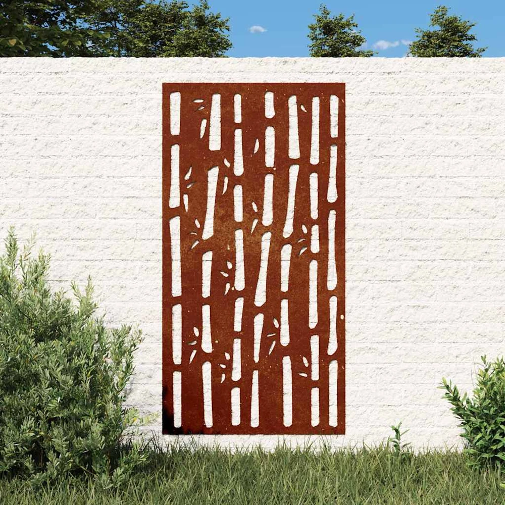 Nuotraukų rėmelis Sodo sienos dekoracija, 105x55cm, corten plienas, bambukas