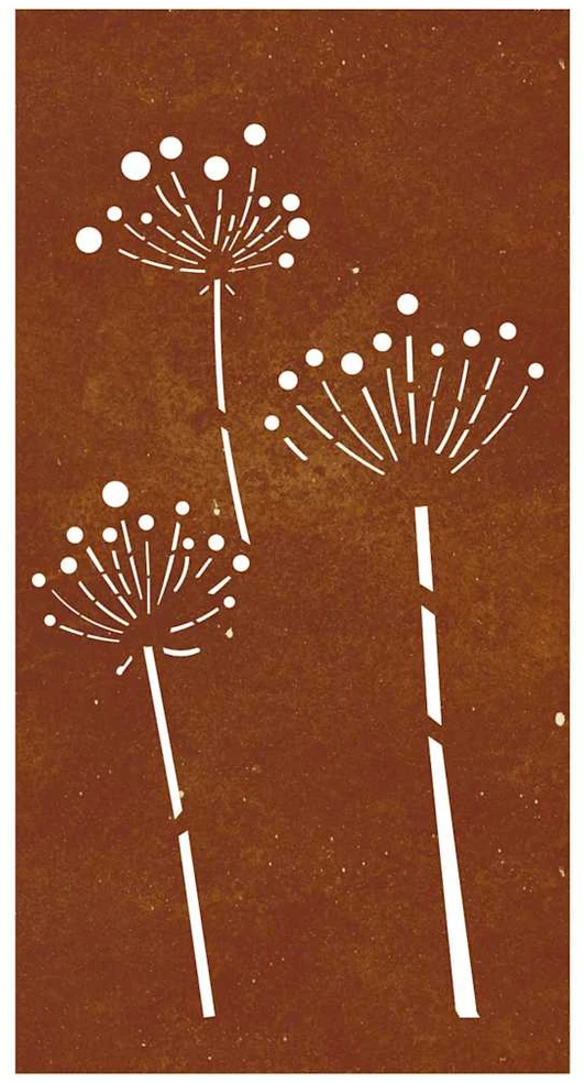 Nuotraukų rėmelis Sodo sienos dekoracija, 105x55cm, corten plienas, gėlių dizaino