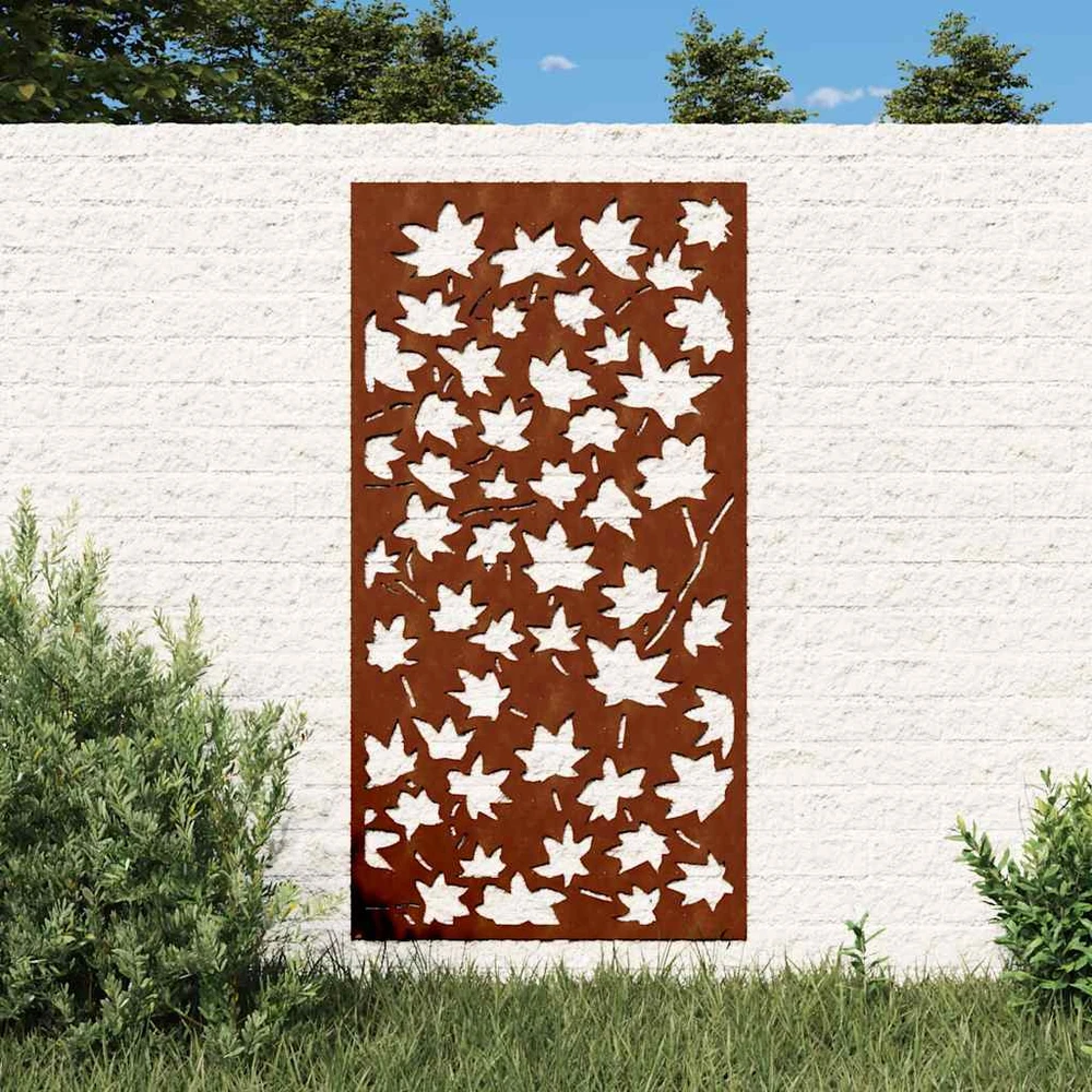 Nuotraukų rėmelis Sodo sienos dekoracija, 105x55cm, corten plienas, klevo lapai