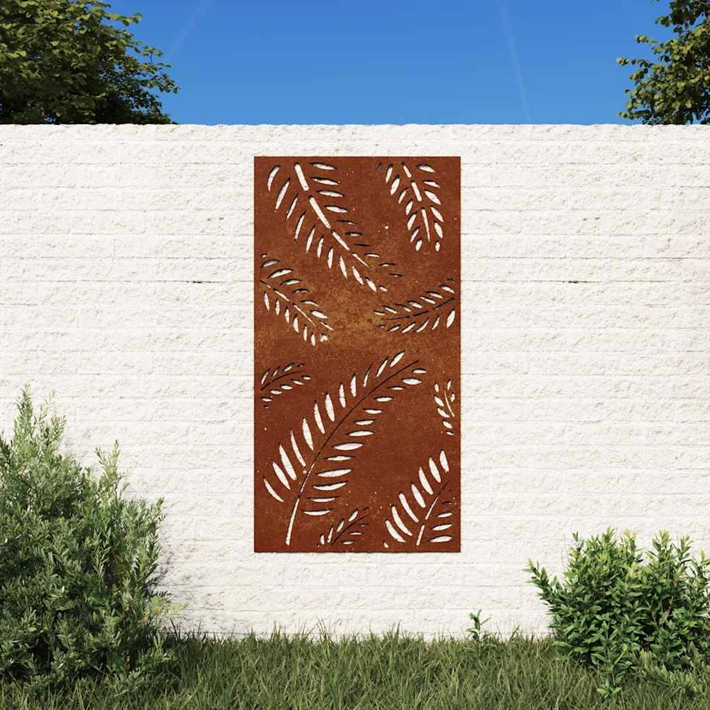 Nuotraukų rėmelis Sodo sienos dekoracija, 105x55cm, corten plienas, lapų dizaino