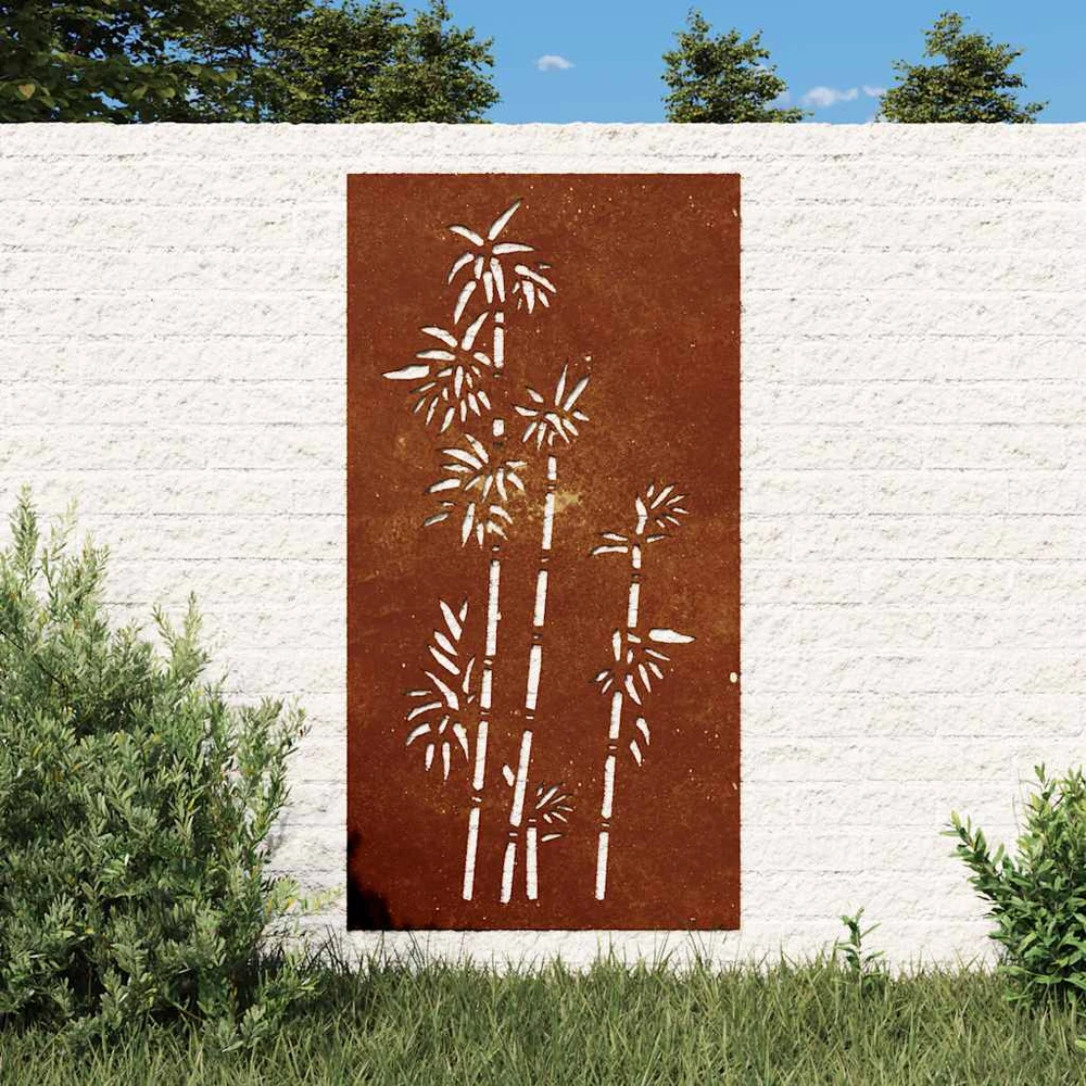 Nuotraukų rėmelis Sodo sienos dekoracija, 105x55cm, corten plienas, bambukas