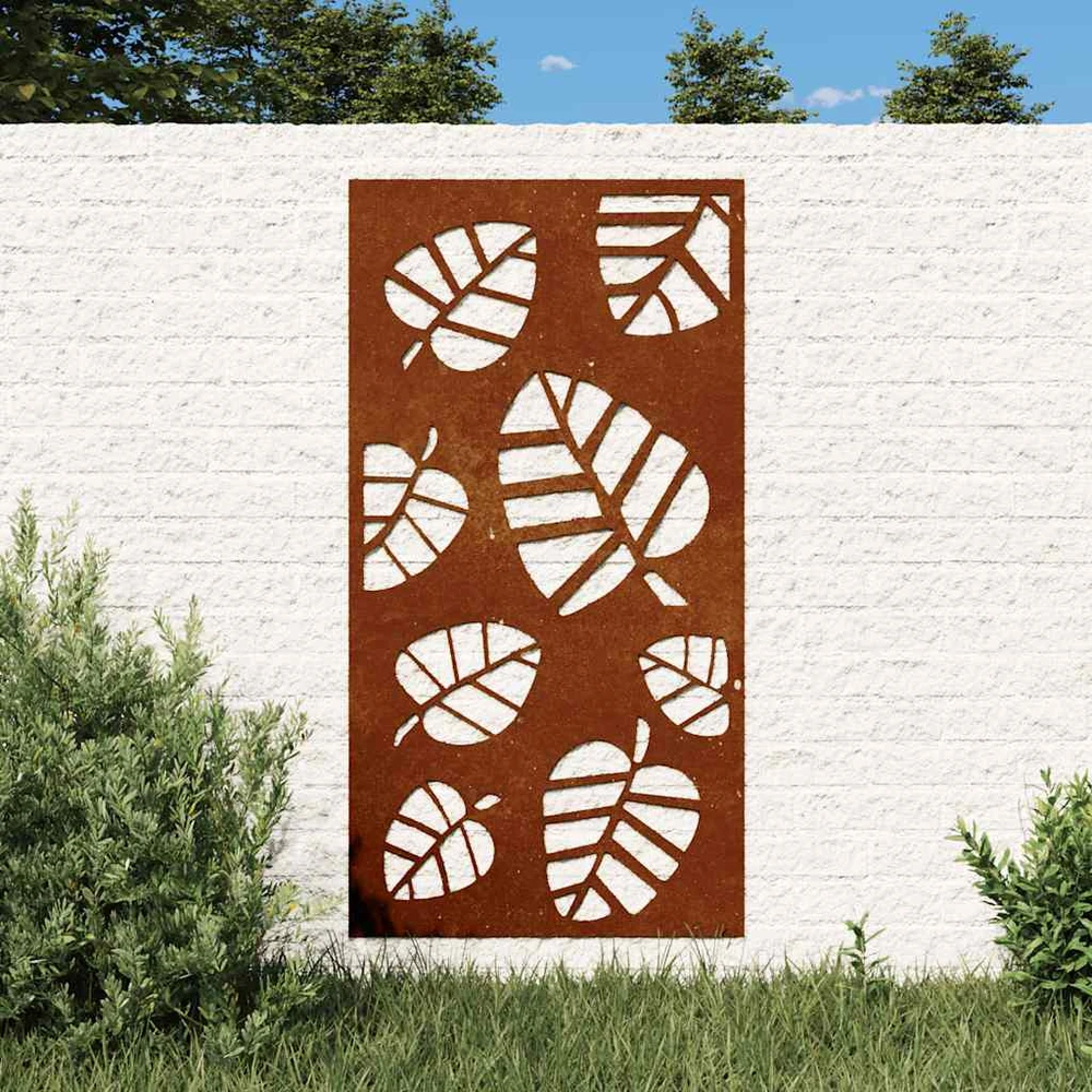 Nuotraukų rėmelis Sodo sienos dekoracija, 105x55cm, corten plienas, lapų dizaino