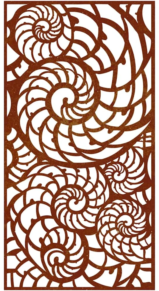 Nuotraukų rėmelis Sodo sienos dekoracija, 105x55cm, corten plienas, kriauklės