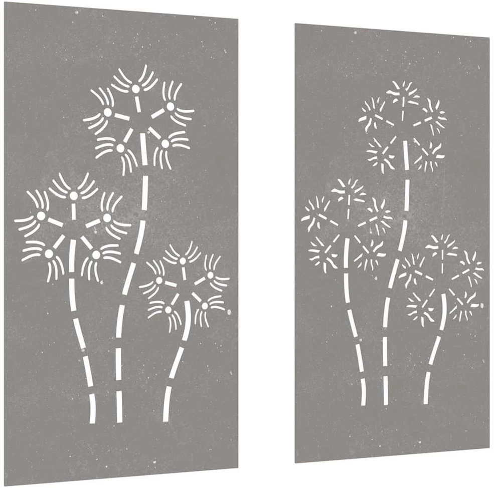 Sodo sienos dekoracija, 2 dalių, 105x55cm, corten plienas