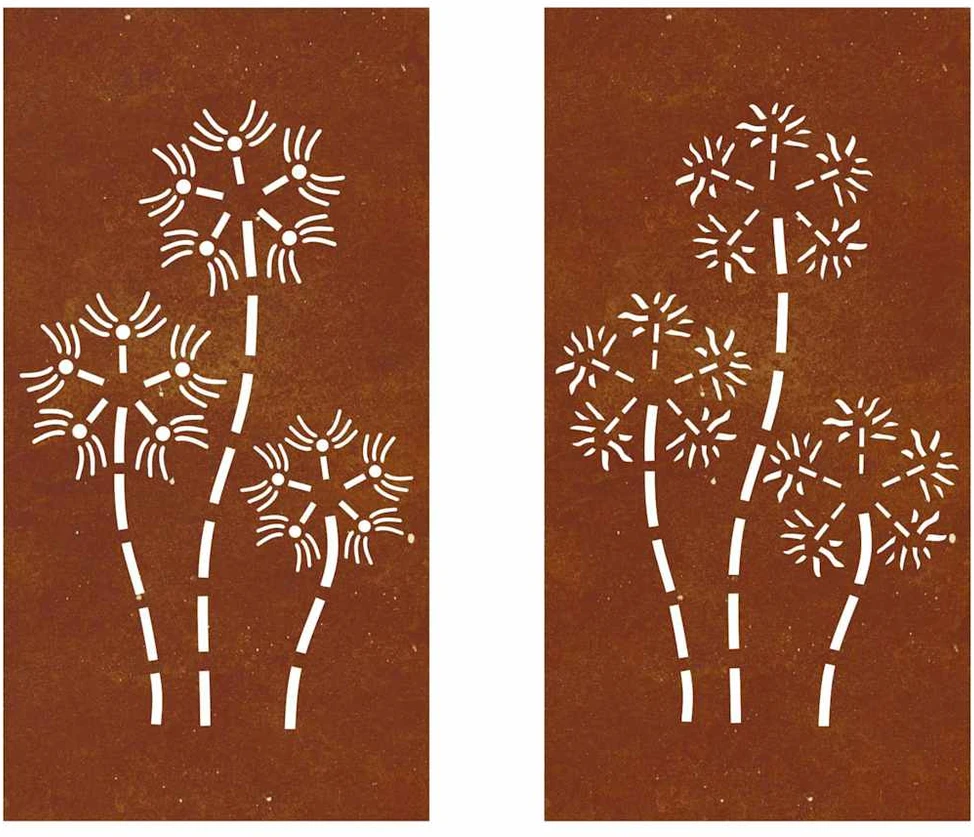 Sodo sienos dekoracija, 2 dalių, 105x55cm, corten plienas