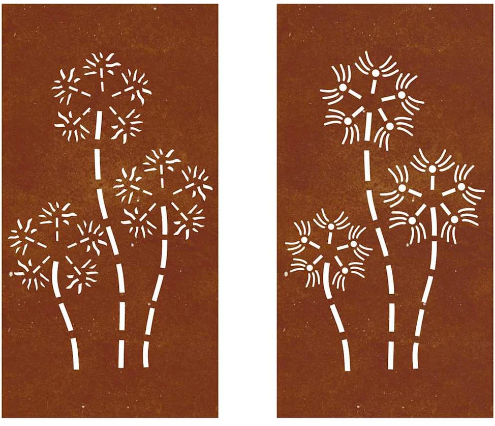 Sodo sienos dekoracija, 2 dalių, 105x55cm, corten plienas