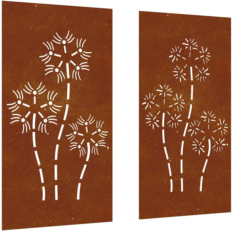 Sodo sienos dekoracija, 2 dalių, 105x55cm, corten plienas
