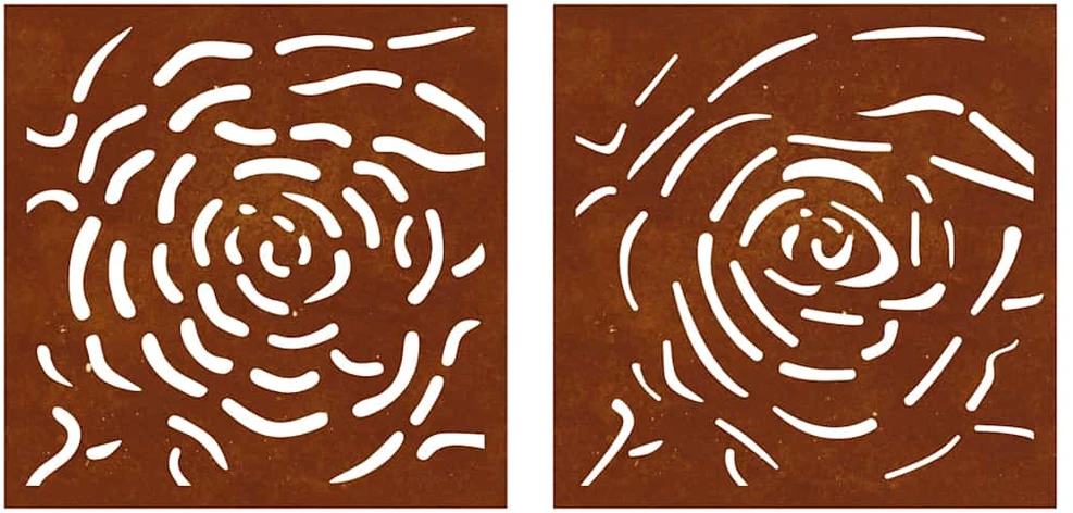 Nuotraukų rėmelis Sodo sienos dekoracija, 2 dalių, 55x55cm, corten plienas, rožė