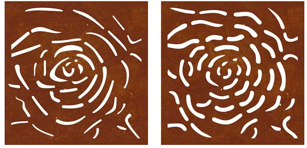 Nuotraukų rėmelis Sodo sienos dekoracija, 2 dalių, 55x55cm, corten plienas, rožė