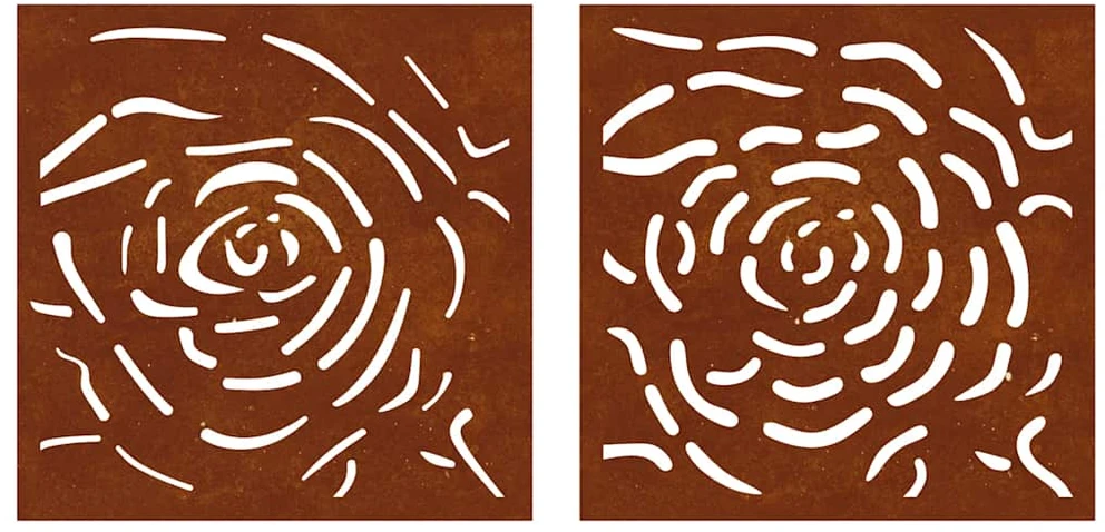 Nuotraukų rėmelis Sodo sienos dekoracija, 2 dalių, 55x55cm, corten plienas, rožė