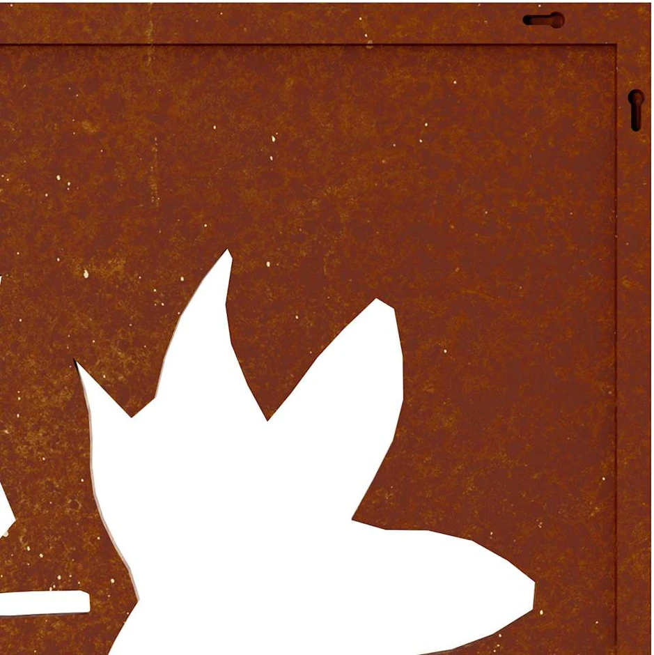 Nuotraukų rėmelis Sodo sienos dekoracija, 55x55cm, corten plienas, klevo lapai