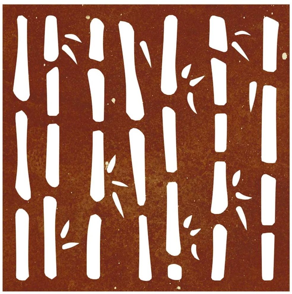 Nuotraukų rėmelis Sodo sienos dekoracija, 55x55cm, corten plienas, bambukas