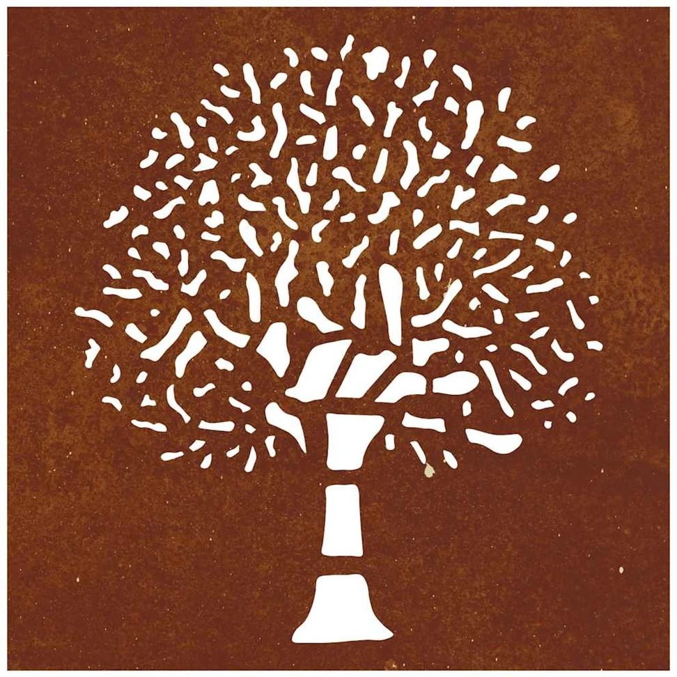 Nuotraukų rėmelis Sodo sienos dekoracija, 55x55cm, corten plienas, medžio dizaino