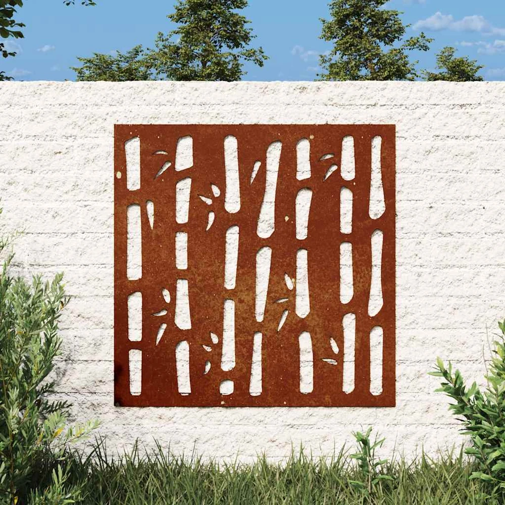 Nuotraukų rėmelis Sodo sienos dekoracija, 55x55cm, corten plienas, bambukas