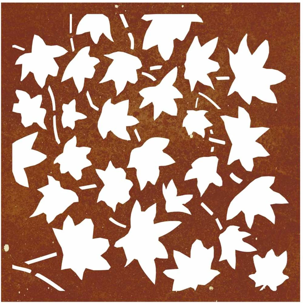 Nuotraukų rėmelis Sodo sienos dekoracija, 55x55cm, corten plienas, klevo lapai