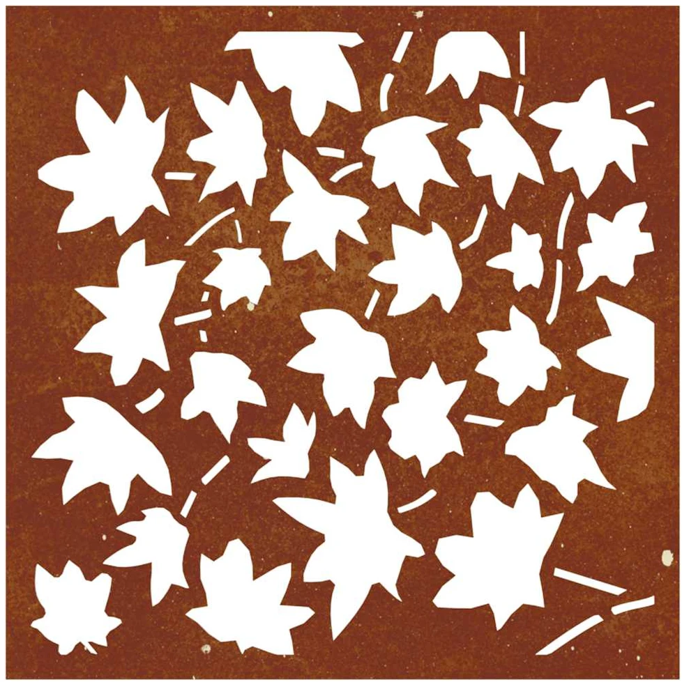 Nuotraukų rėmelis Sodo sienos dekoracija, 55x55cm, corten plienas, klevo lapai