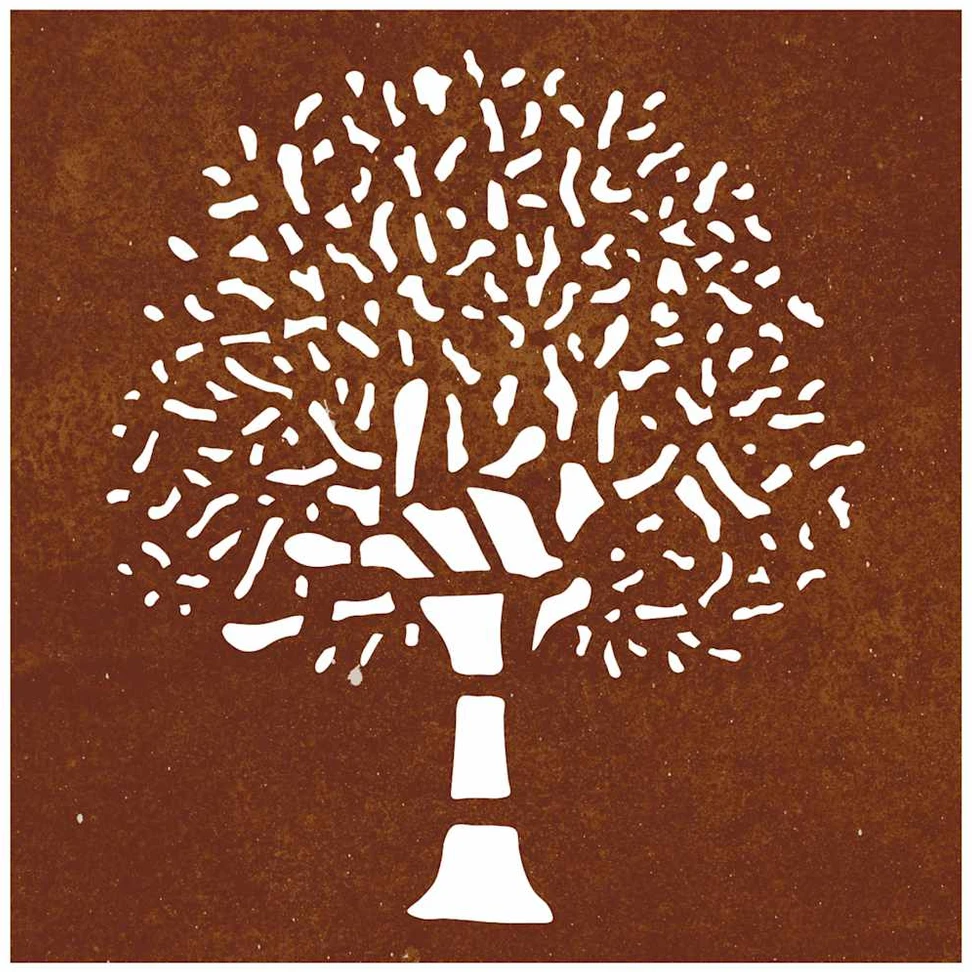 Nuotraukų rėmelis Sodo sienos dekoracija, 55x55cm, corten plienas, medžio dizaino