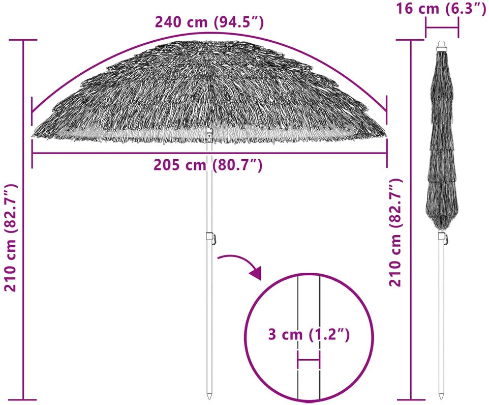 Sodo skėtis 205 x 205 x 210 cm Polipropilenas ir poliesteris
