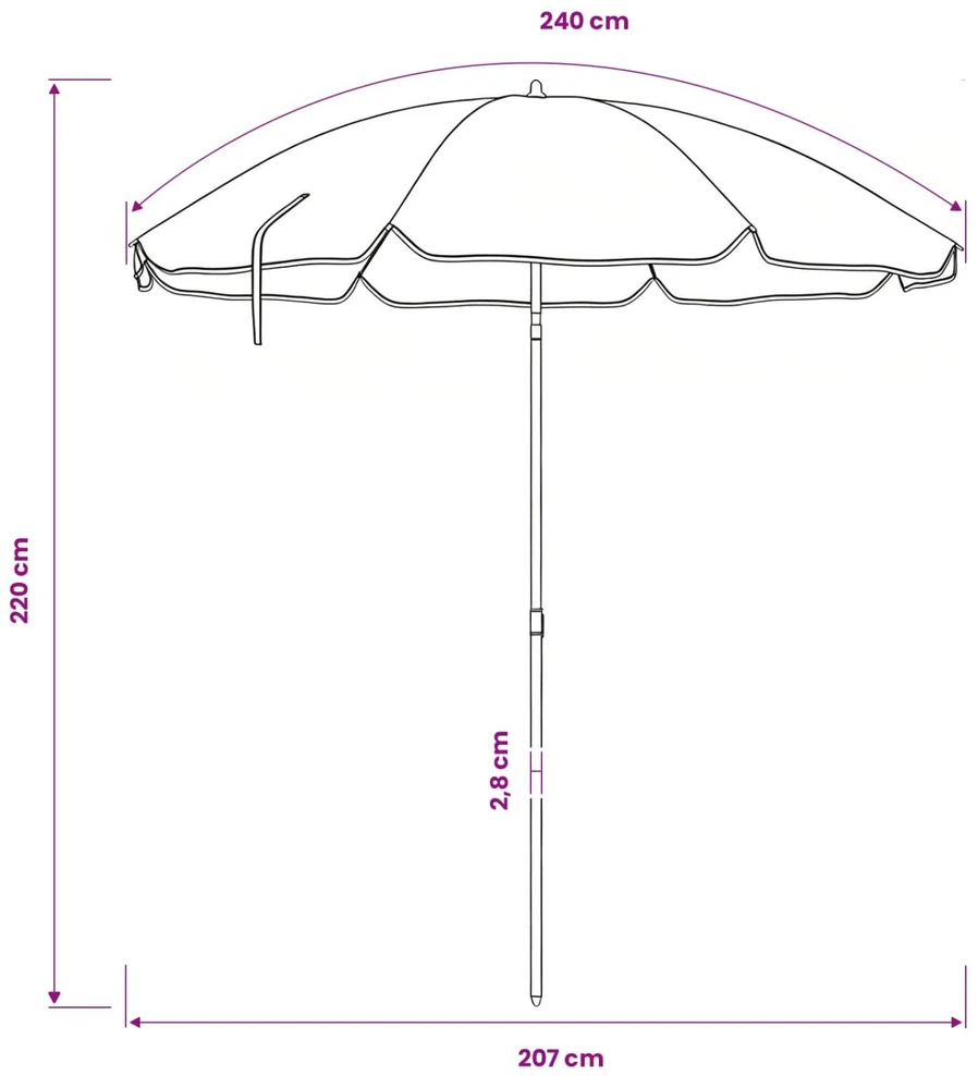 Sodo skėtis 240 cm 170T poliesteris Mėlyna ir balta