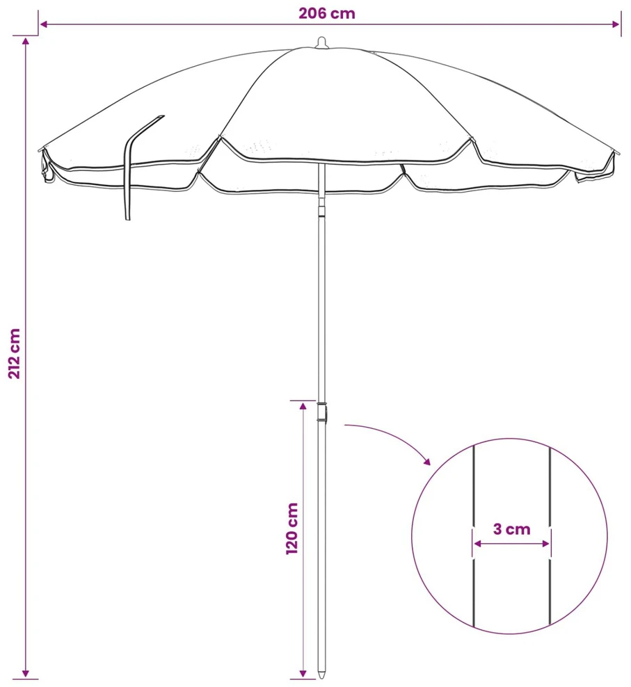 Sodo skėtis 240 cm 170T poliesteris Oranžinė