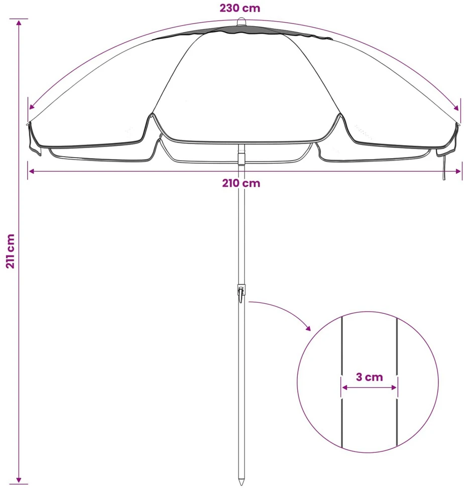 Sodo skėtis 240 cm 170T poliesteris Oranžinė