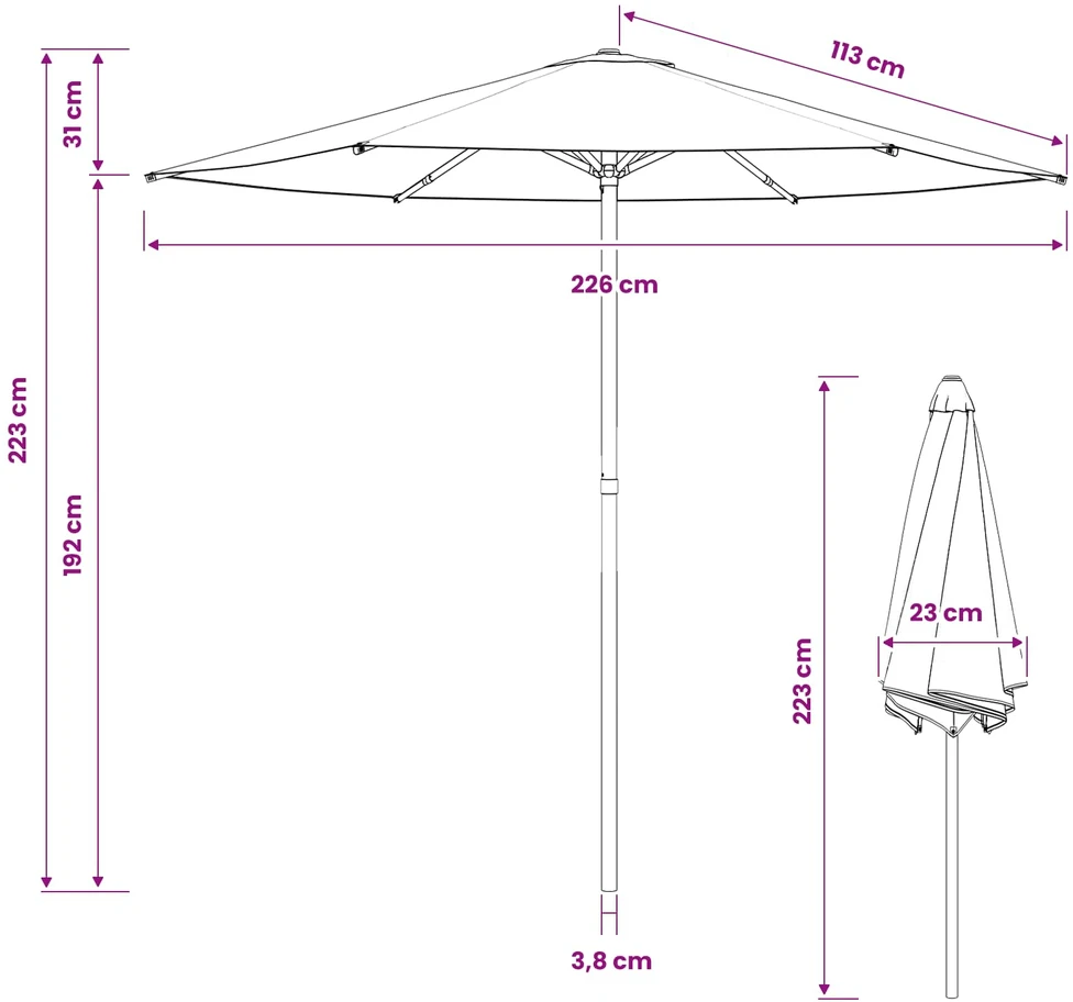 Sodo skėtis 230 x 230 cm Poliesteris Stačiakampio Antracito