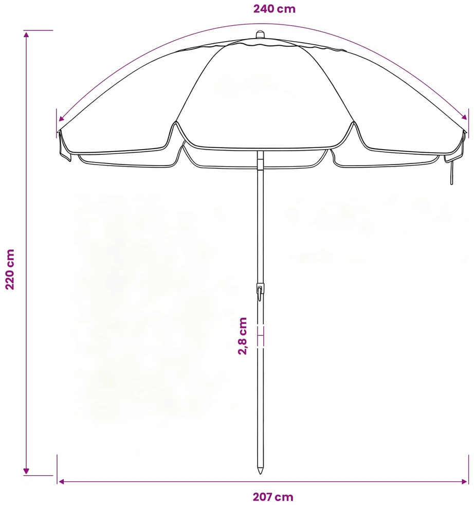Sodo skėtis 240 cm 170T poliesteris Oranžinė