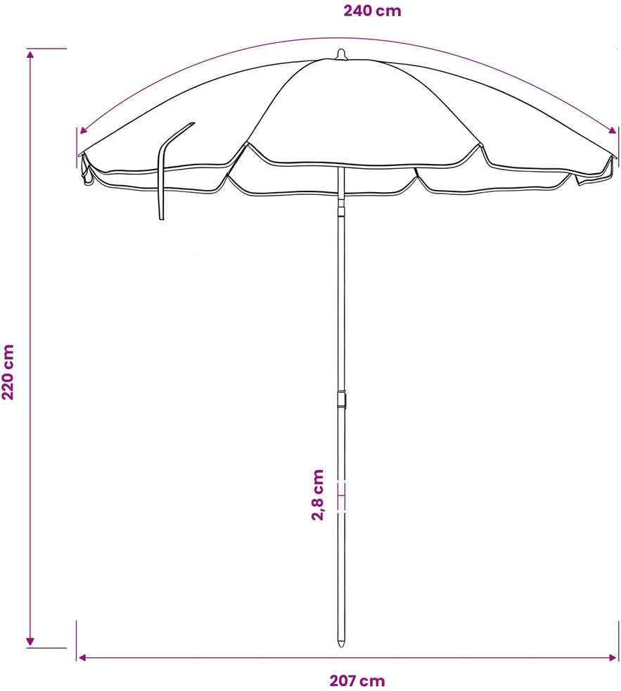 Sodo skėtis 240 cm 170T poliesteris Oranžinė