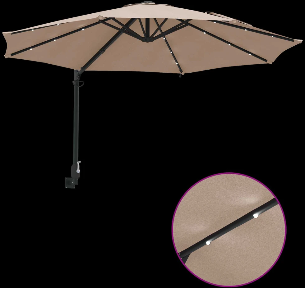 Sodo skėtis 248 x 248 x 148 cm Poliesteris ir plienas Tortora