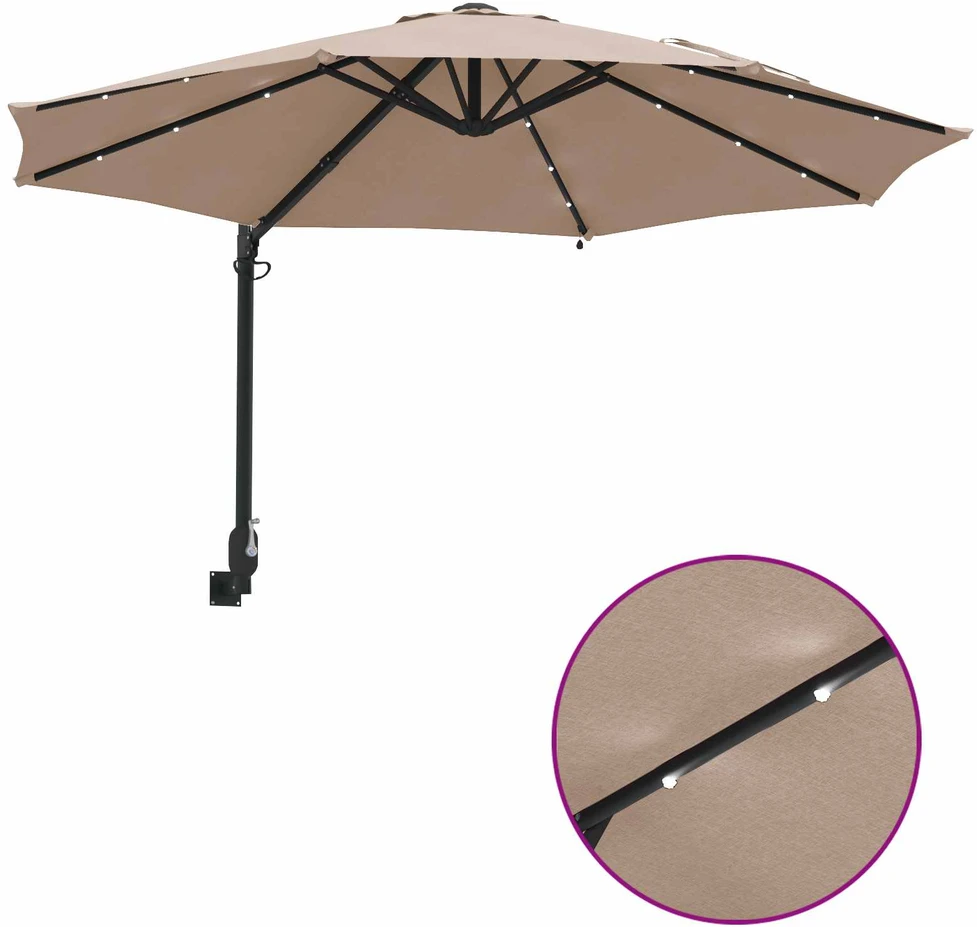 Sodo skėtis 248 x 248 x 148 cm Poliesteris ir plienas Tortora