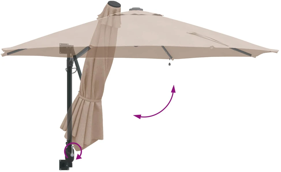 Sodo skėtis 248 x 248 x 148 cm Poliesteris ir plienas Tortora