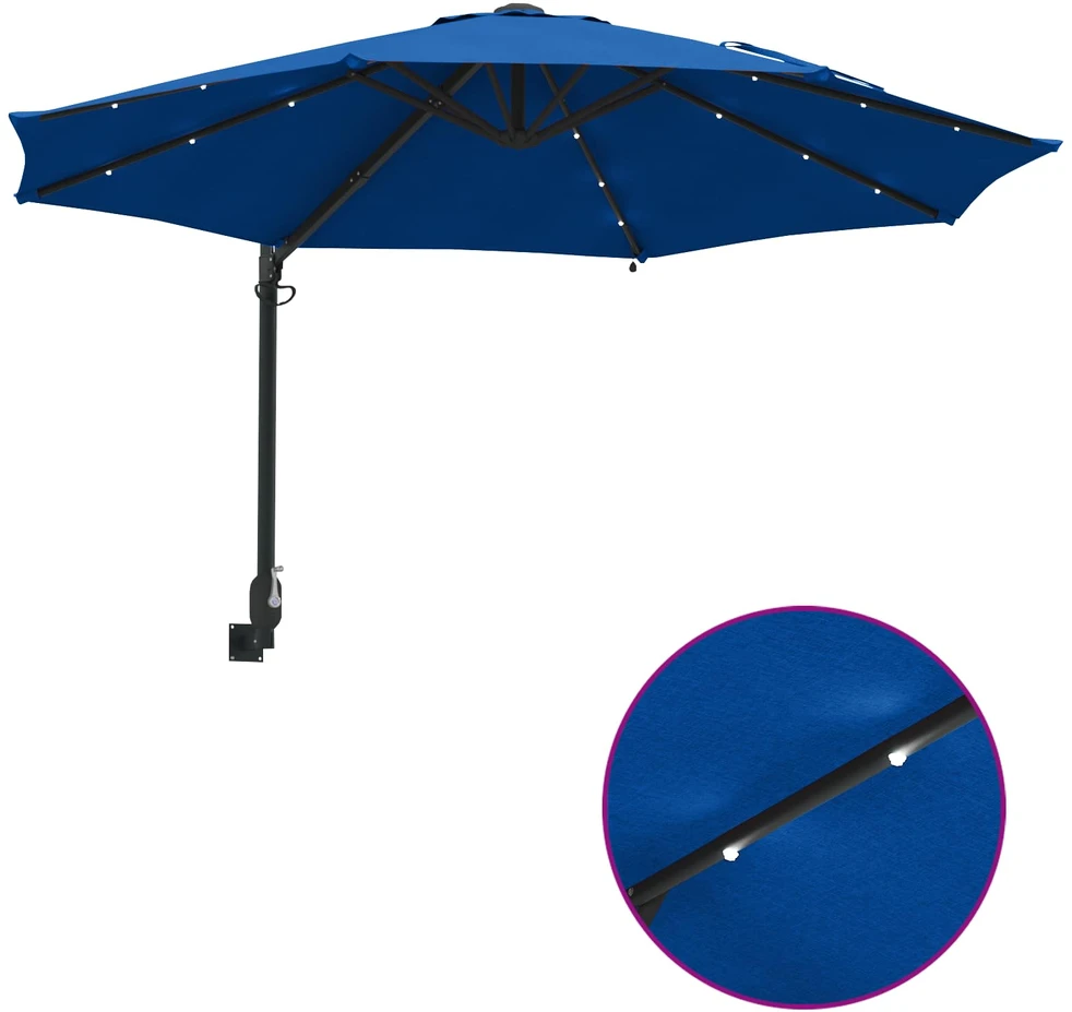 Sodo skėtis 248 x 248 x 148 cm Poliesteris ir plienas Azurblau