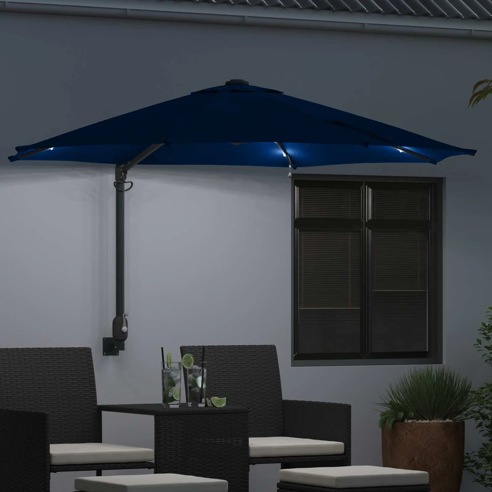 Sodo skėtis 248 x 248 x 148 cm Poliesteris ir plienas Azurblau