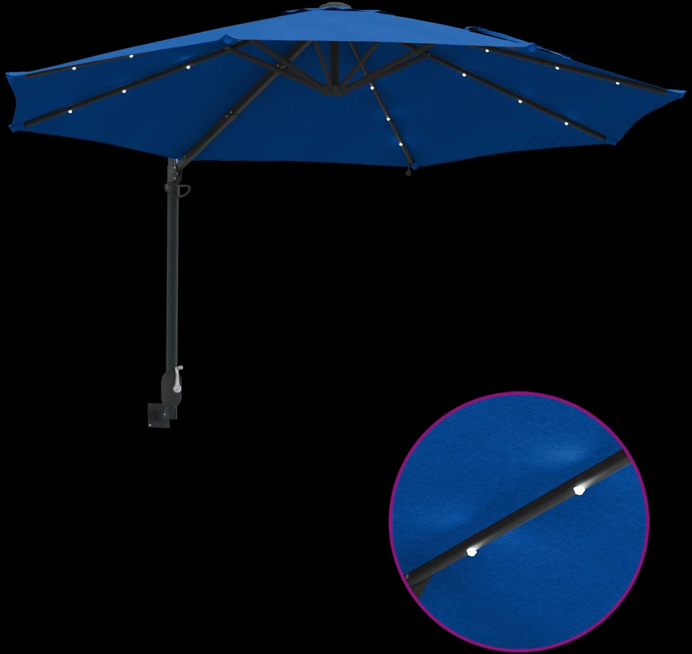Sodo skėtis 248 x 248 x 148 cm Poliesteris ir plienas Azurblau