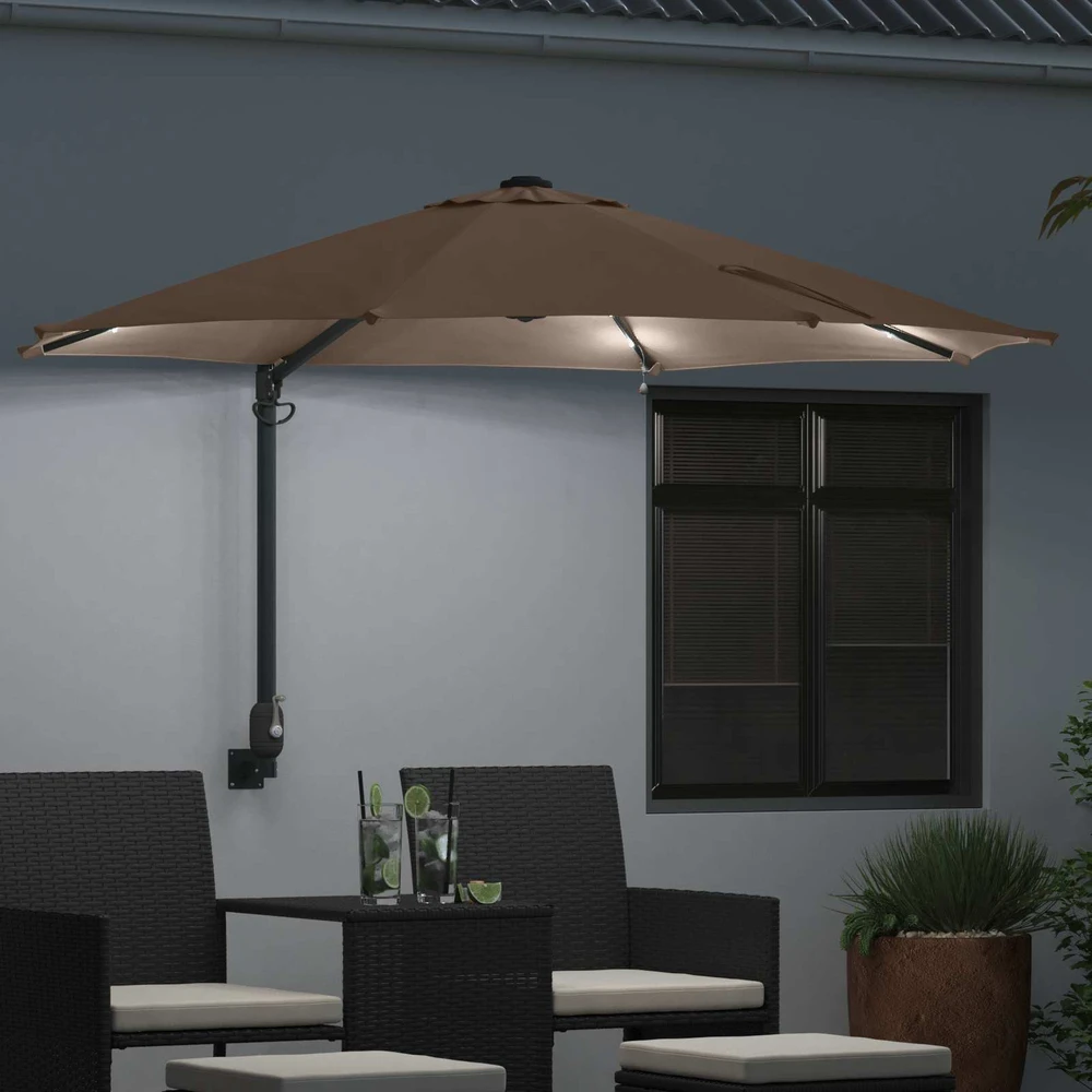 Sodo skėtis 248 x 248 x 148 cm Poliesteris ir plienas Tortora